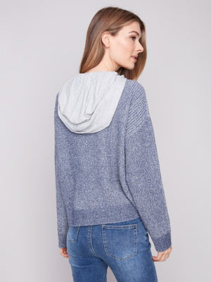 Charlie B Hoodie Sweater with Front Cable Detail