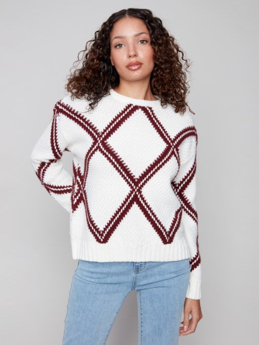 Charlie B Crew Neck Diamond Crew Neck Sweater