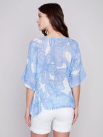 Charlie B Dolman Gauze Blouse - Blue Stripe