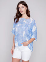 Charlie B Dolman Gauze Blouse - Blue Stripe