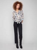 Charlie B Charlotte Straight Leg Pant with Inside Elastic at Waistband - Charcoal