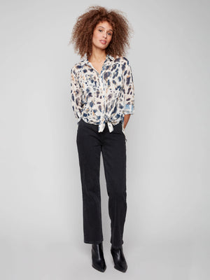 Charlie B Charlotte Straight Leg Pant with Inside Elastic at Waistband - Charcoal