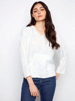 Charlie B Bubble Cotton Gauze Kangaroo Hoodie- Stripes