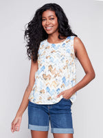 Charlie B Printed Sleeveless Blouse