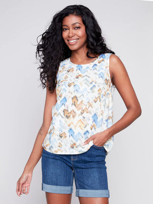 Charlie B Printed Sleeveless Blouse