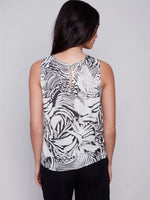 Charlie B Chevron Printed Sleeveless Blouse