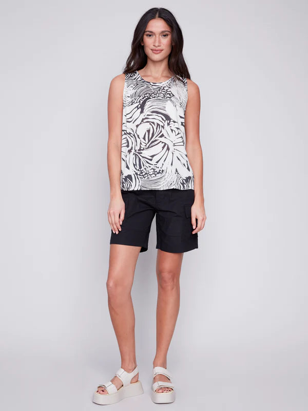 Charlie B Chevron Printed Sleeveless Blouse