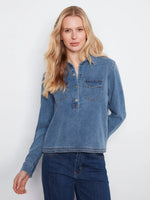 Charlie B Tencel Denim Long Sleeve Half Placket Shirt
