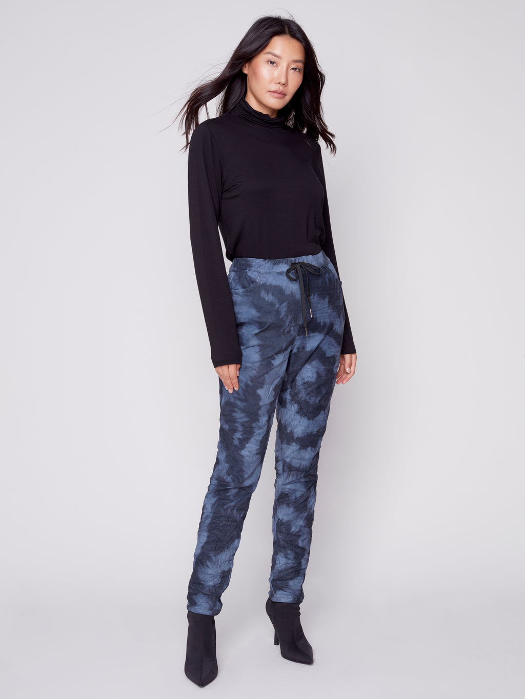 Charlie B Denim Swirl Crinkle Jogger