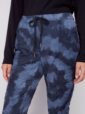 Charlie B Denim Swirl Crinkle Jogger