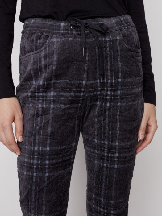 Charlie B Suede Print Crinkle Jogger- Carbon