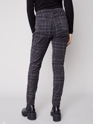 Charlie B Suede Print Crinkle Jogger- Carbon