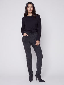 Charlie B Suede Print Crinkle Jogger- Port