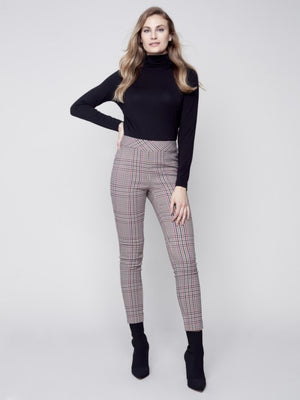 Charlie B Pull-On Plaid Ankle Pant - Port