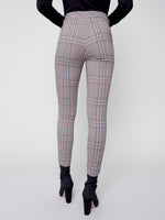 Charlie B Pull-On Plaid Ankle Pant - Port