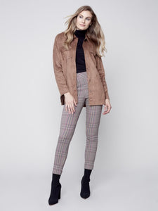 Charlie B Pull-On Plaid Ankle Pant - Port