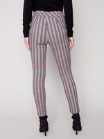 Charlie B Pull-On Plaid Ankle Pant - Ruby