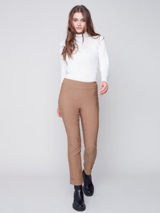 Charlie B Smooth Stretch Bengaline Pull-on Cuff Pant - Truffle
