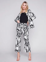 Charlie B Breeze Print Linen Capri with Patch Pockets