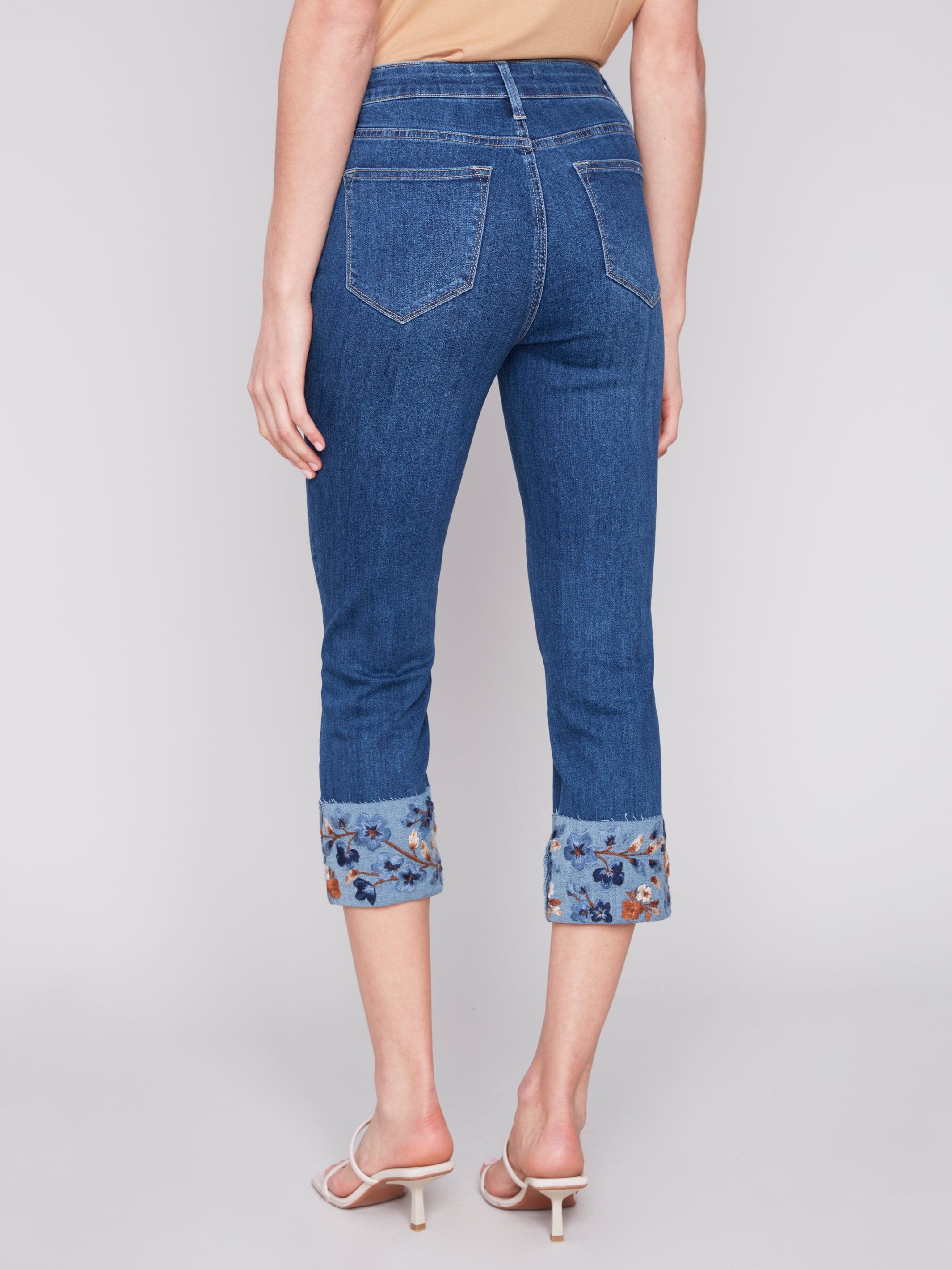 Charlie B Embroidered Ankle Jeans with Cuff