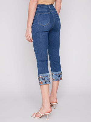 Charlie B Embroidered Ankle Jeans with Cuff