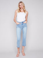 Charlie B Straight Leg Ankle Jean with Scalloped Hem