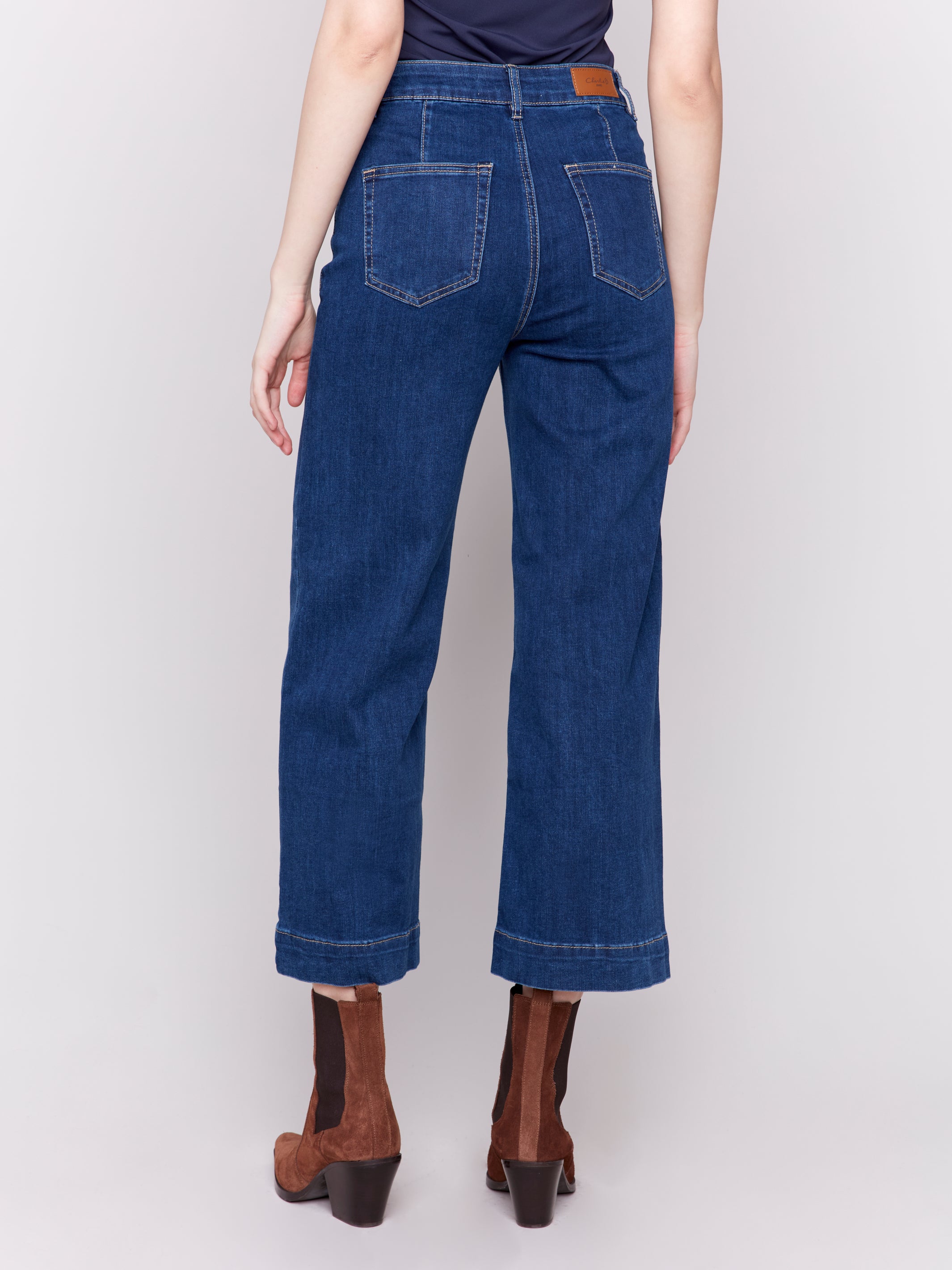 Charlie B Crop Flare Jean with Front Patch Pocket