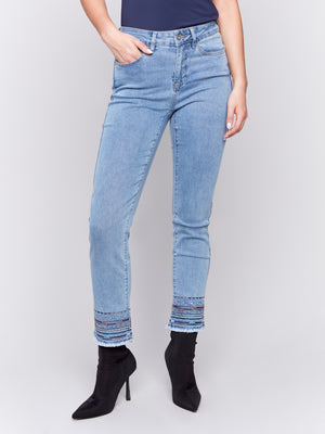 Charlie B Embroidered Slim Denim Jean