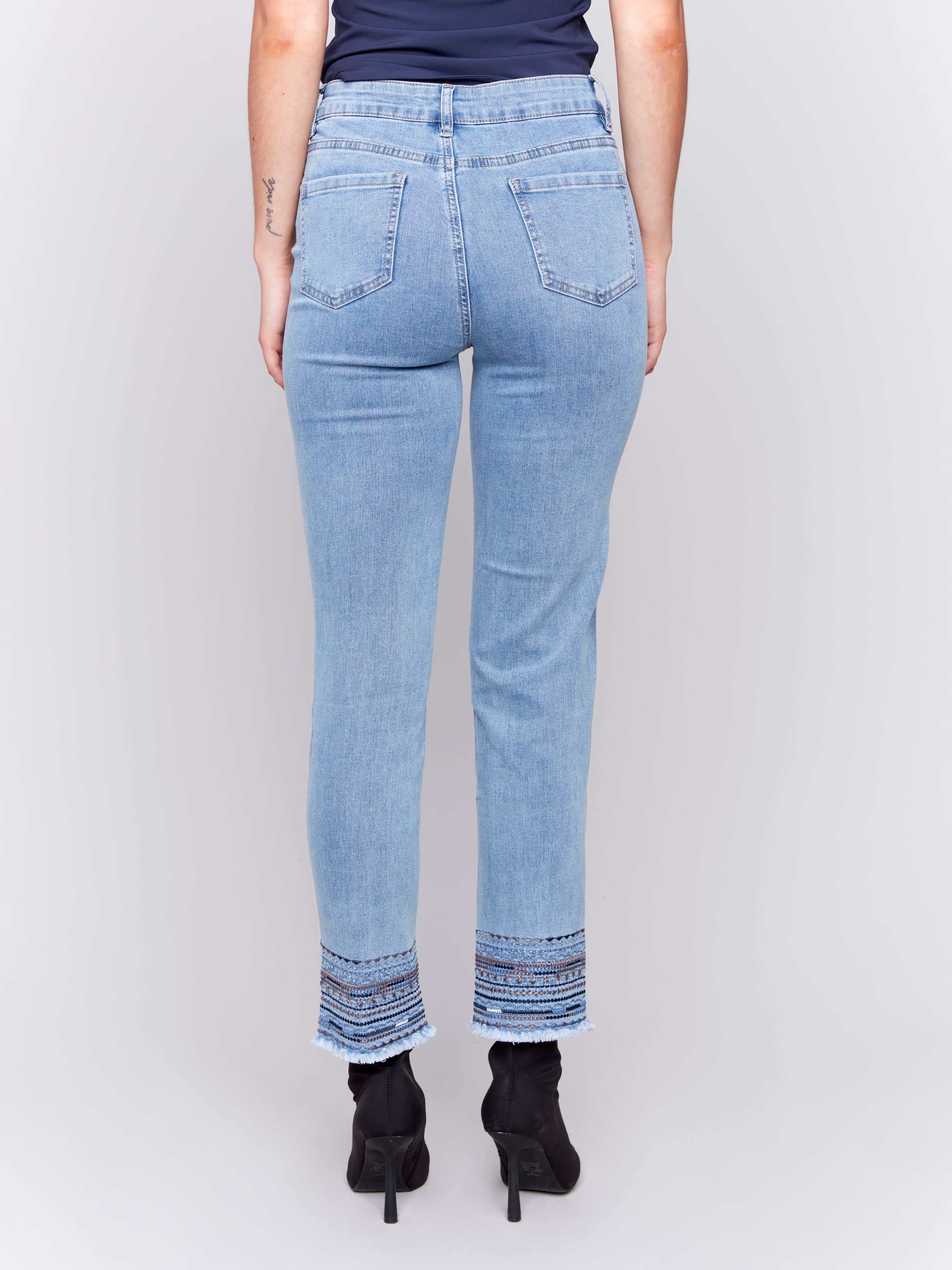 Charlie B Embroidered Slim Denim Jean