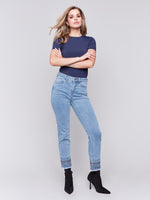 Charlie B Embroidered Slim Denim Jean