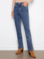 Charlie B Bootcut Jeans with Floral Embroidery - Medium Blue