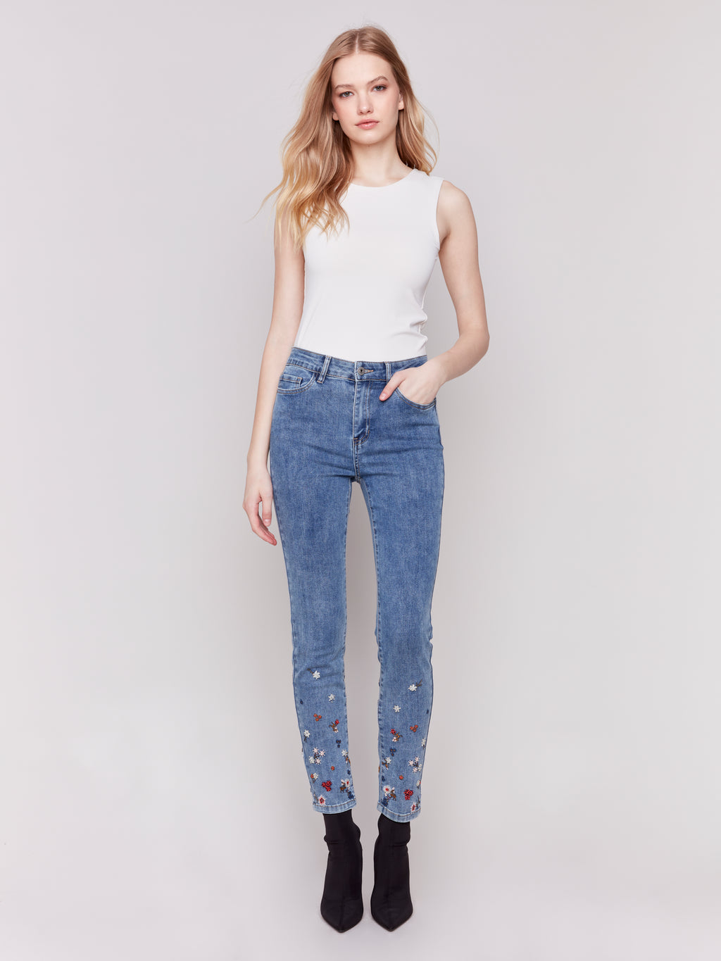 Charlie B Embroidered Skinny Jean