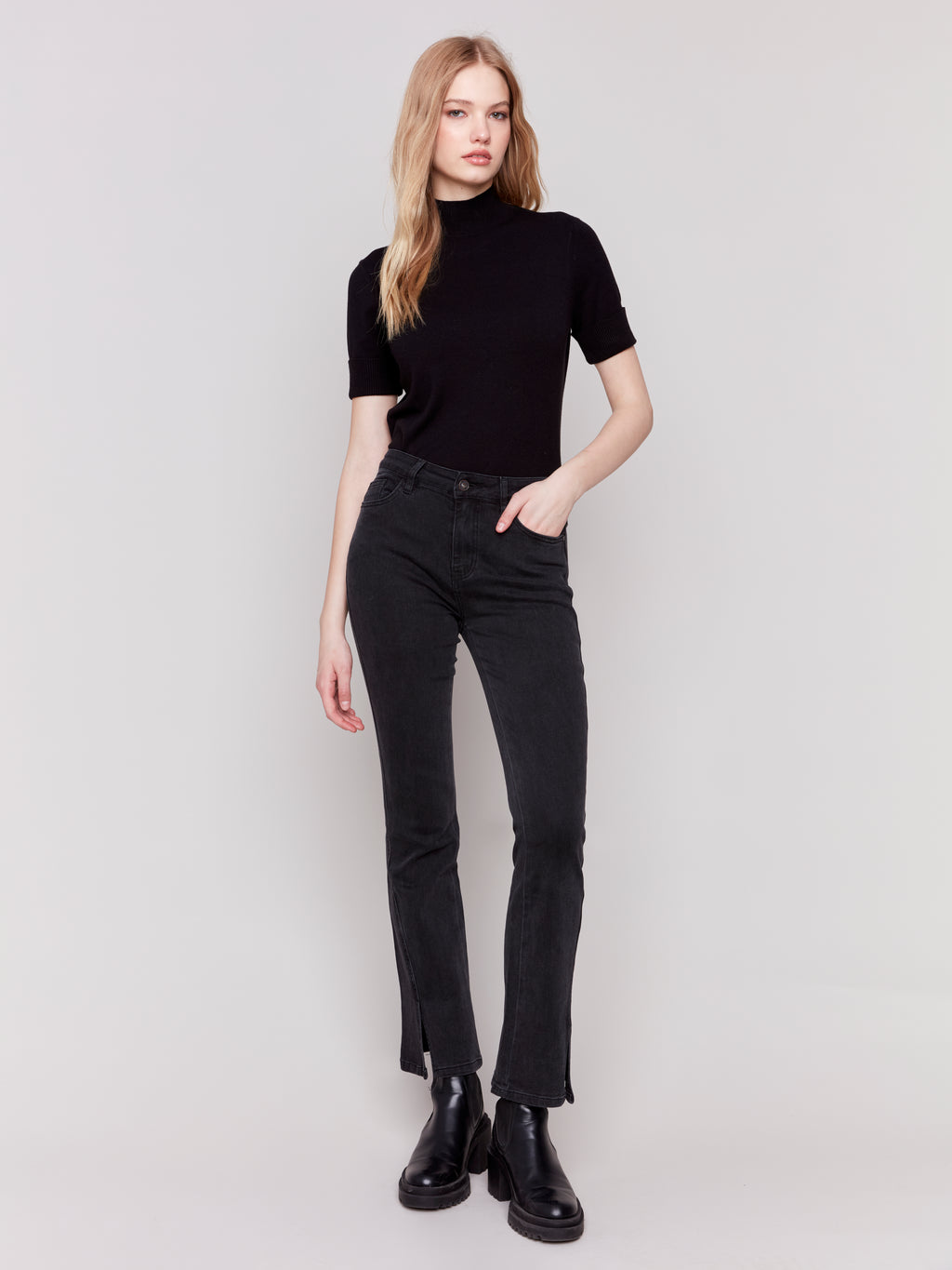 Charlie B Bootcut Jean Pant with Front Slit