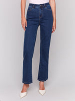 Charlie B Charlotte Straight Leg Pant with Inside Elastic at Waistband - Indigo