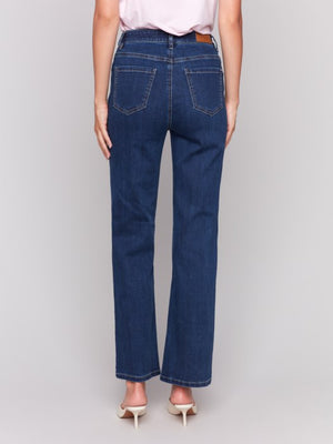 Charlie B Charlotte Straight Leg Pant with Inside Elastic at Waistband - Indigo