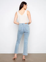 Charlie B Charlotte Straight Leg Pant with Inside Elastic at Waistband - Light Blue