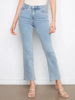 Charlie B Charlotte Straight Leg Pant with Inside Elastic at Waistband - Light Blue