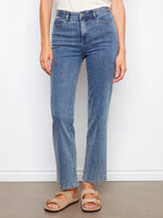 Charlie B Charlotte Straight Leg Pant with Inside Elastic at Waistband - Medium Blue
