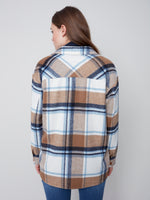 Charlie B Plaid Flannel Shirt Jacket in Truffle