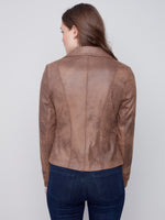 Charlie B Vintage Textured Faux Suede Jacket- Truffle
