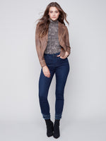 Charlie B Vintage Textured Faux Suede Jacket- Truffle