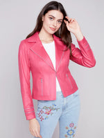 Charlie B Vintage Strech Faux Suede Jacket - Punch