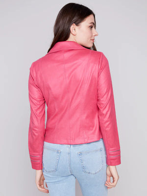 Charlie B Vintage Strech Faux Suede Jacket - Punch