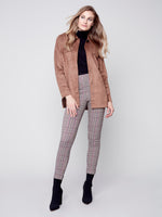Charlie B Faux Suede Shirt Jacket with Snap Front - Truffle