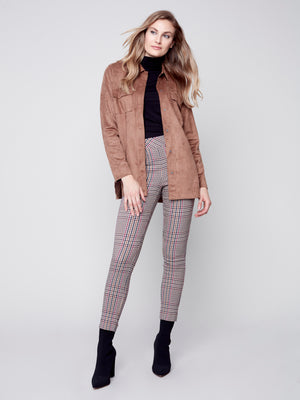 Charlie B Faux Suede Shirt Jacket with Snap Front - Truffle