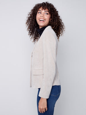 Charlie B Knit Corduroy Blazer - Almond