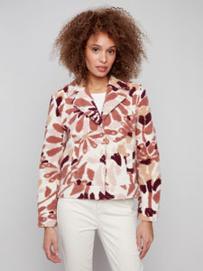 Charlie B Sherpa Flocked Fleece Short Jacket with Hidden Snaps