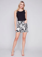 Charlie B 5" Breeze Print Linen Shorts with Patch Pockets