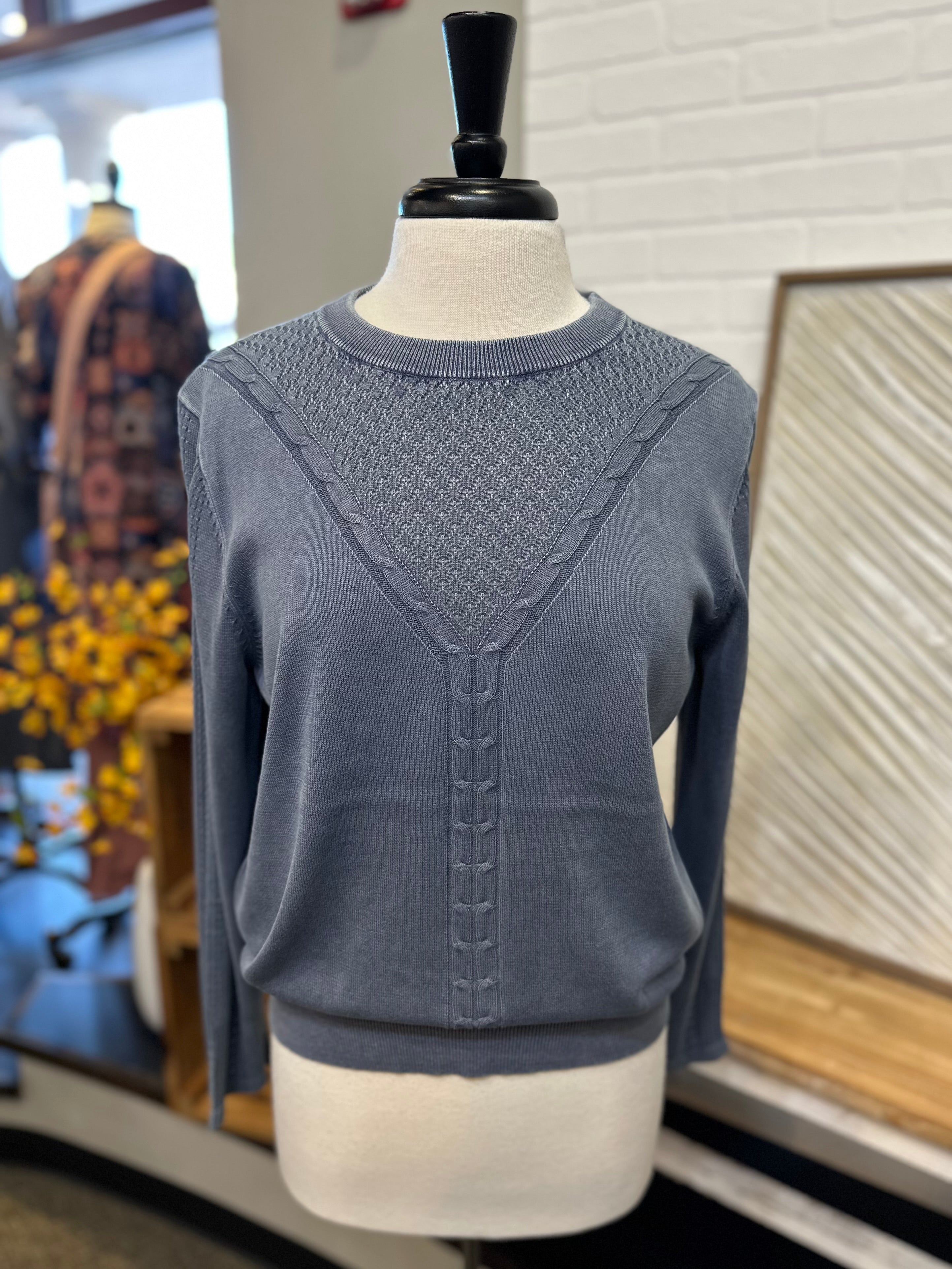 PBJ Blues Cotton Pullover Sweater - Indigo