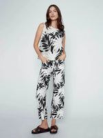 Charlie Printed Cropped Linen Blend Pant - Leaflet